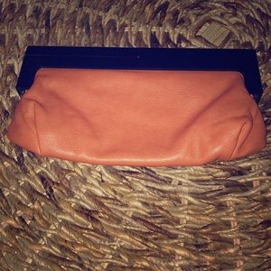 Melissa Bianco Leather Clutch with Wooden Handle
